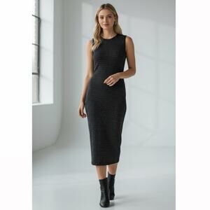 Theory Koldeen O Noble Wool Midi Dress Black pin Striped  S Career Quiet Luxury